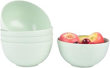 5 PCS Cereal Bowls Pasta Bowls, 24 OZ Unbreakable Wheat Straw Bowls Lightweight Durable Snack Bowls Dishwasher & Microwave Safe Bowls for Rice, Soup (Green)