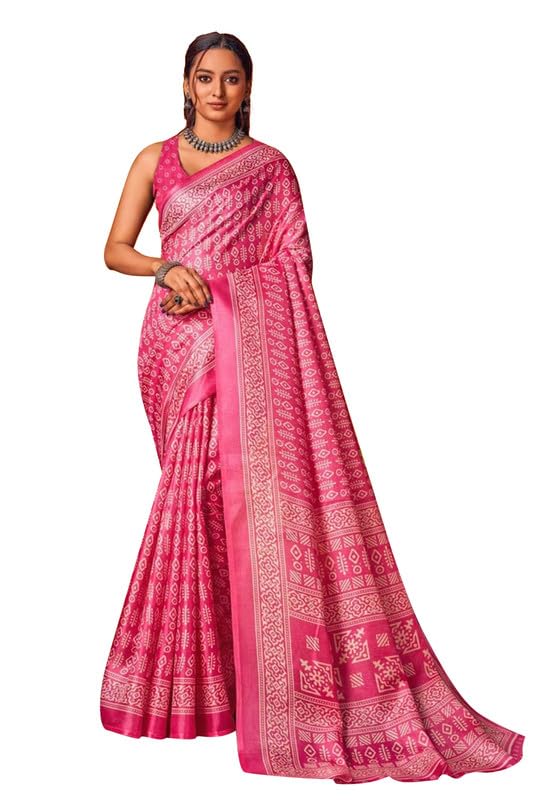 kjs Women's Khaadhi Cotton Blended Ethnic Motiffs Printed Saree | Beautiful Blend of Tradition and Style | Printed Saree with Running Blouse | Ethnic P-picture-55