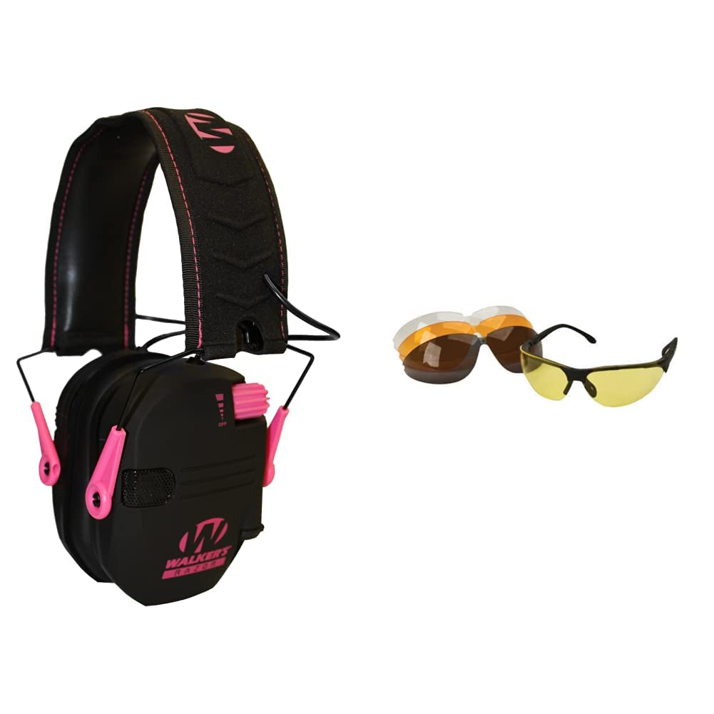 Walker's Game Ear Razor Slim Electronic Muff (Pink) Sport Glasses with Interchangeable Lens