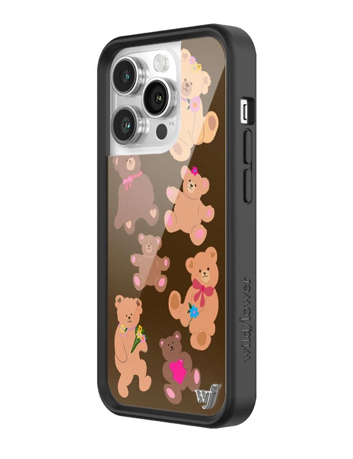 花柄テディベアデザイン iPhone14Proケース iPhone16 ケース iPhone16Pro iPhone14 カバー スマホケース 押し花 花