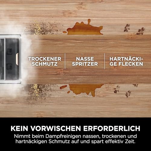 Shark SteamPickUp 3-in-1-Dampfreiniger, harte Böden, chemiefrei, reinigt nassen & trockenen Schmutz, 420ml Fassungsvermögen, Extra-Bürstenrolle, Aufbewahrungsstation, Bürstenrollenhalter, Weiß SD200EU