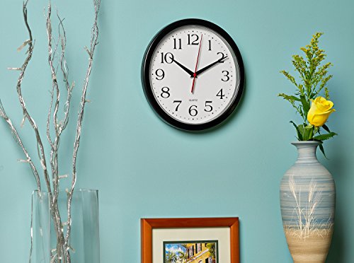 Bernhard Products 01176 Black Wall Clock Silent Non Ticking 10 Inch Quality Quartz Battery Operated Round Easy To Read Home/Office/Kitchen/Classroom/School Clock Sweep Movement thumb #5