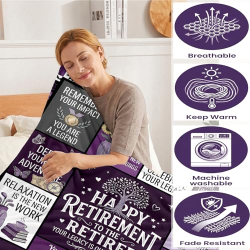 Retirement Gifts Throw Blanket - Going Away, Goodbye, Farewell Gifts for Women Men Coworkers - Leaving Job, Moving Away Presents for Friend, Boss, Work Bestie - Soft Cozy Decor Blanket Present 50"x60" — view 4