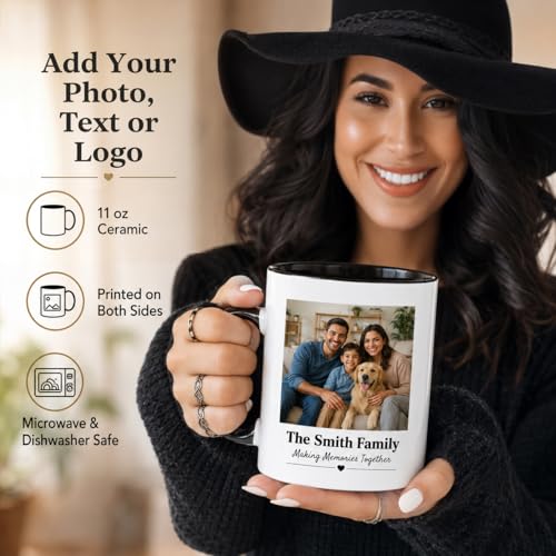 Personalized Custom Photo Coffee Mug, Text or Logo, 11 oz, Black - Image 3