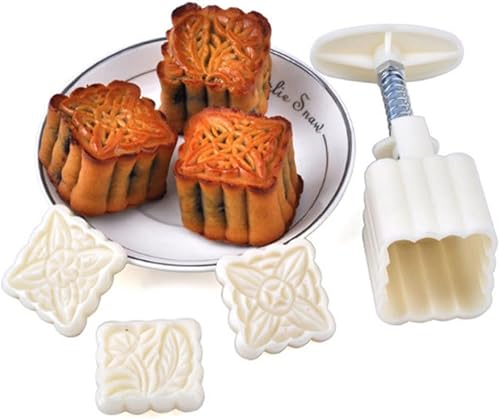 Miniatura 9 de HOMSFOU 32 piezas de prensa de galletas de pastel de flores, decoración de bricolaje pastel de luna de rosa, molde de postre de flores, prensa de