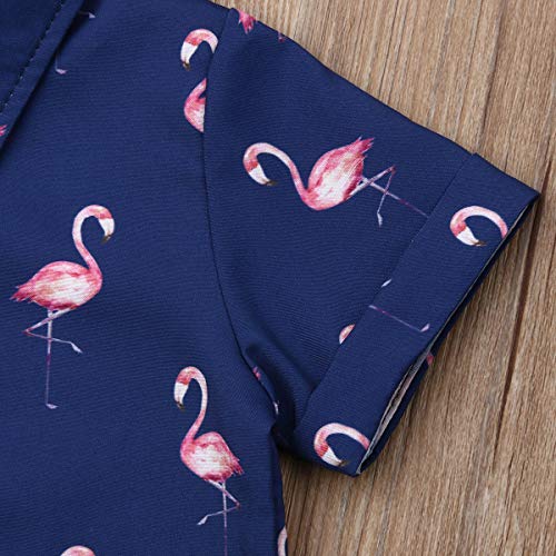 Image of Toddler Boy Summer Outfits Button Down Short Sleeve Floral Shirts & Casual Shorts 1-6 Years Boys Clothes Set