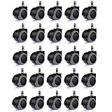 Wideskall® 25 Pieces Replacement Swivel Office Chair Wheels Rubber Casters Universal Fit Set of 25