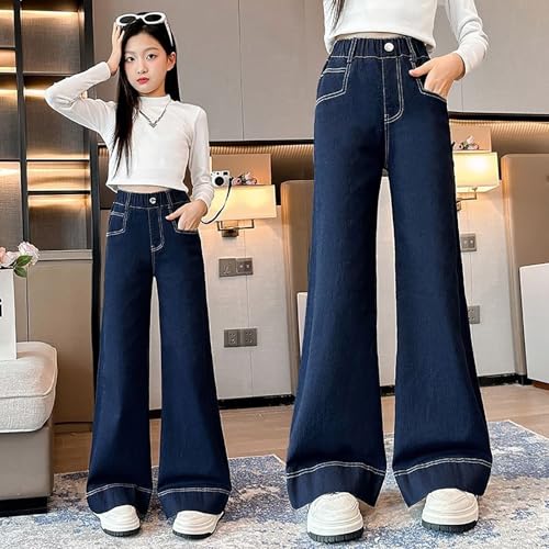 Girls Wide Leg Jeans Casual Elastic Waist Straight Leg Denim Pants Streetwear Jeans Pants Winter Trousers Clothes2