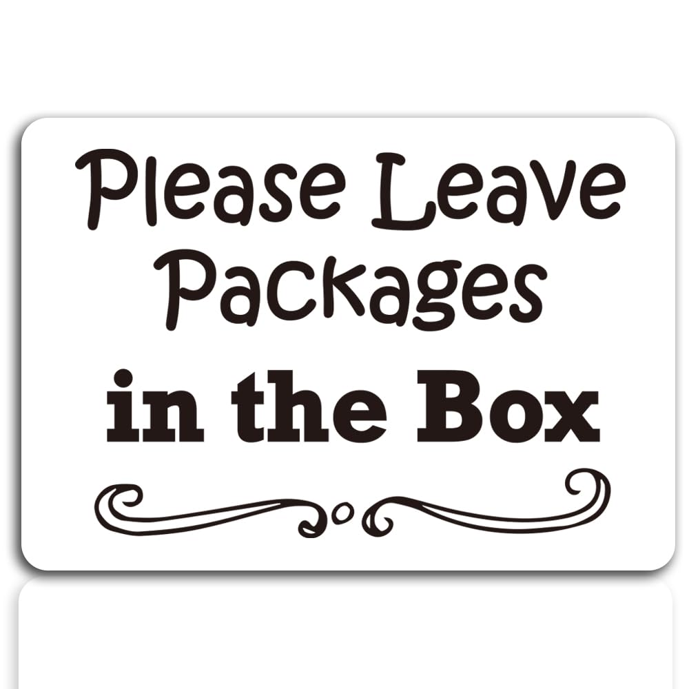 FOUGSTA Please Leave Packages in the Box Sign, Express Delivery Sign for Business,Home, House, Outdoor, Warning Sign for Patio, Express Basket, Room,(White Acrylic 5 x 3.5 in),SSP4