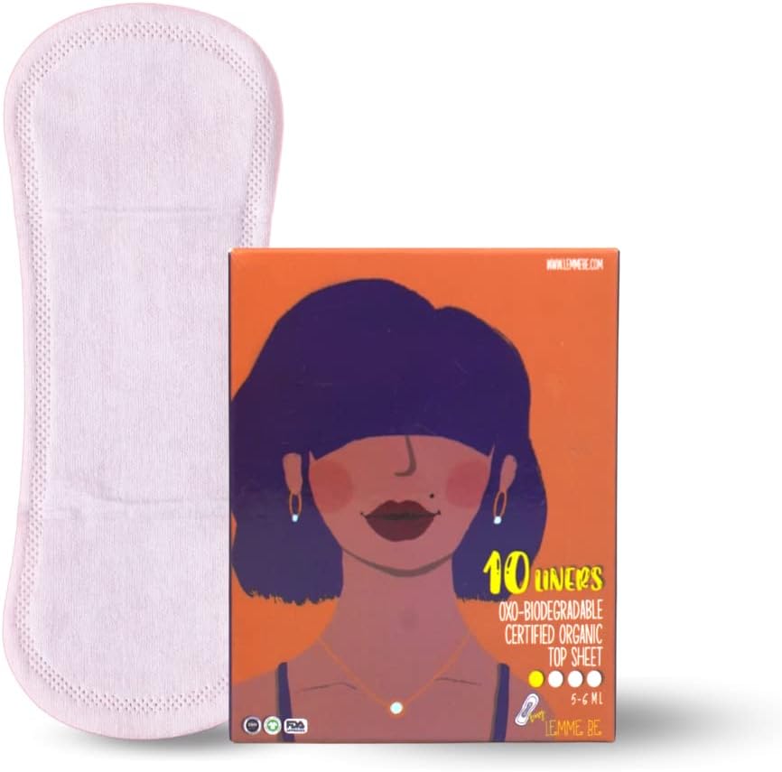 Lemme Be 100% Oxo Biodegradable Panty Liners For Teenagers & Women, 10 Panty Liners Pads For Daily Use, 100% Cotton Rash Free Panty Liners For Spotting, 4-6 Hours Protection, 10 Count (Pack Of 1)