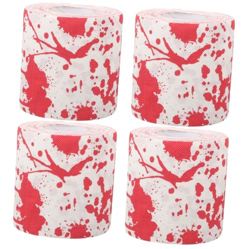 minkissy 4rollen Roll Bloodstain Toilettenpapier Für Halloween Gruseliges Bedrucktes Klopapier Mit Blutigen Motiven Für Badezimmerdekor Und Partys Einzigartiges Für Freunde Und Familie