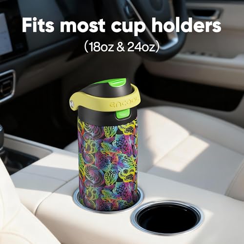 Image of ENCOOL Leakproof Insulated Water Bottle with Straw Dual-Sip Water Bottle Bag-Safe Design for Work, Commute & Gym - Keeps Drinks Cold All Day, 24 oz, Neon Conch