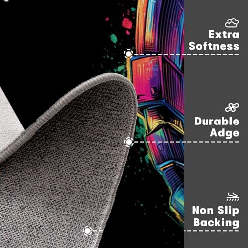 Tapis rond de style graffiti moderne casque audio violet néon - 7