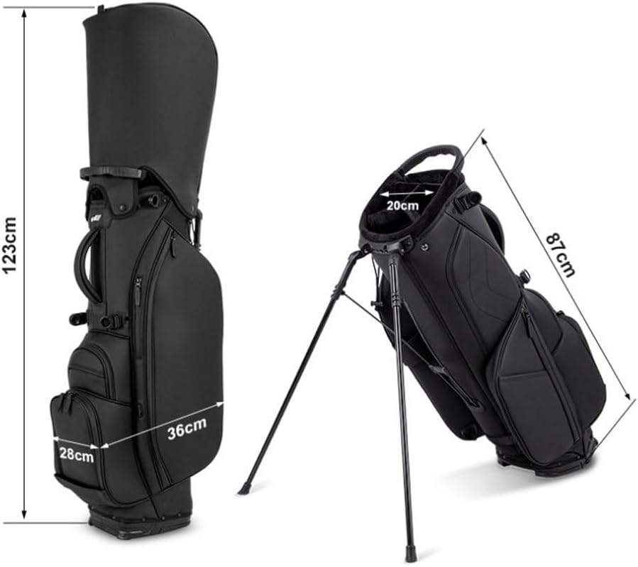 Golf Club Bags, Lightweight Golf Bag with 4-Slot Club Openings, Waterproof Pu Leather and Detachable Zippered Side Pockets for Men Women