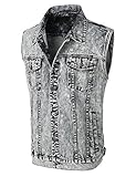 OLLIN1 Mens Casual Denim Vest Jacket with Hoodie