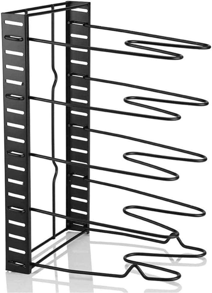 Pot and Pan Organizer for Cabinet Adjustable 8 Non-Slip Tiers Rack with 3 DIY Methods Kitchen for Pots & Pans(E)