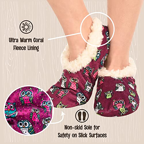 Lazy One Fuzzy Feet Slippers For Women, Cute Fleece-Lined House Slippers, Owl, Non-Skid #TOP4