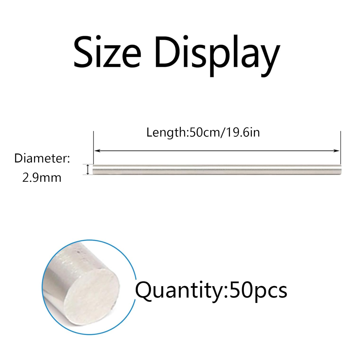 Gerrit ステンレス鋼のばねワイヤー金属部分のための堅いワイヤー完全な堅いワイヤーまっすぐなワイヤー、50cm(19。6in）長