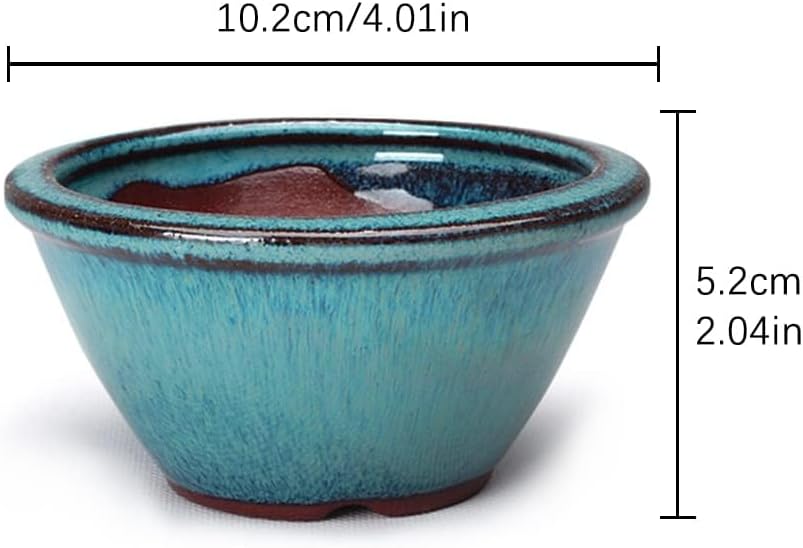 Set of 6 Ceramic Succulent Flower Pot, Small Plant Flower Pot, Glazed Flower Pot + 6 Soft Drainage Nets