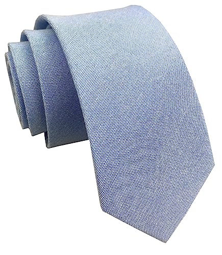 Image of Elfeves Men's Skinny Solid Color Tie Causal Cotton Linen Narrow Slim cut Necktie