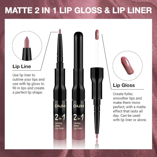 Image of evpct 1Pcs Mauve Pink Matte Lip Liner Stain Liquid Lipstick Makeup Set for Women, Lip Stick Liner Combo Long Lasting Waterproof Lipsticks labiales matte mate larga duracion Long Wear 24 hour Lipstick