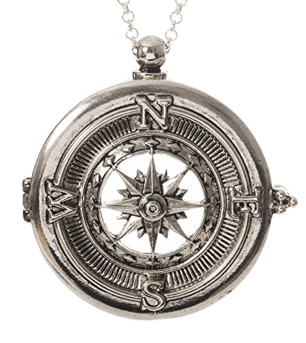 Artisan Owl Compass 4x Magnifying Glass Sliding Top Pendant Necklace, 30