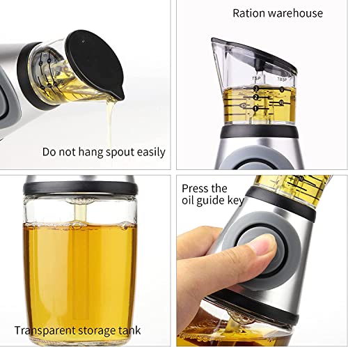 Superior Glass Oil and Vinegar Dispenser, Measuring Oil Pourer for Kitchen, Clear Glass Oil Bottle with Scale, 8.5 Oz - Thumbnail 3