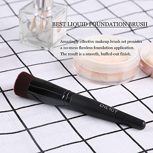 Energy Liquid Foundation Brush For Liquid Cream Foundation Makeup Perfect Concave Face Brush For No-Mess Foundation Blending Application Premium Vegan Synthetic Flaweless Foundation Makeup Brush #TOP6