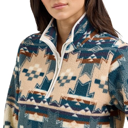 Wrangler Dusty Blue Retro Quarter Ziip Sherpa Women's Pullover Jacket 1123672833