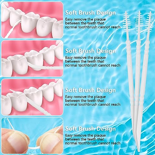 Image of DanTicy Brushpicks Interdental Toothpicks,Soft Bristle Dental Floss Picks Toothpicks,Helps Removes Plaque and Debris Between Your Teeth 900PCS (Pack of 3)