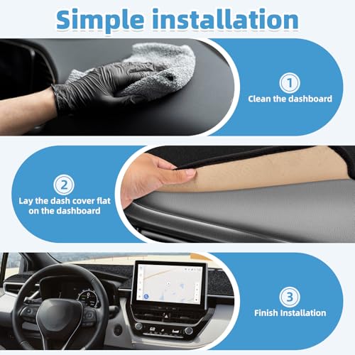 Image of Dash Cover Mat for Toyota Corolla 2019 2020 2021 2022 2023 2024 2025 Non-Slip Dashboard Cover Mat Sunshade UV Rays Protector Interior Accessories(Not fit HUD)