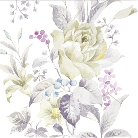 "WHITE ROSES" - Everyday 2016 - Pack of 20 Paper Lunch Napkins - 3ply - 33x33 cm