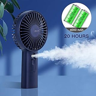 Handheld Misting Mini Fan, 4000 mAh Battery Operated or USB Powered Portable Fan
