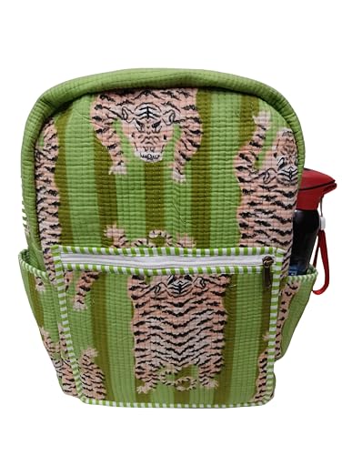 Image of Doraya Cotton Quilted Unisex Backpack Hand Block Floral Printed Design Stylish Eco-Friendly Bag for School, Travel, and Everyday Adventures