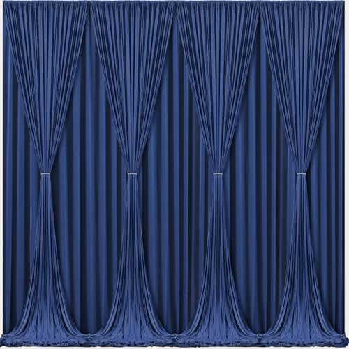 Navy Blue Backdrop Curtains-Wrinkle-Free Navy Blue Curtains Polyester Photography Drapes Wedding Background for Baby Shower Birthday Graduation Party Decorations - 40 X10FT