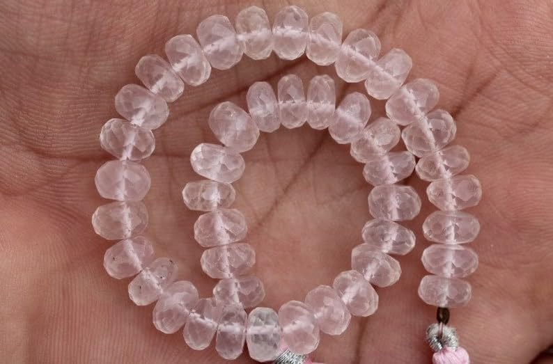 Perles rondes facettées quartz rose naturel 7mm sans défaut de taille