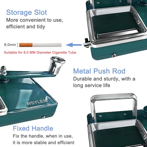 Image of Cigarette Rolling Machine, with Storage Groove, Manual Dual-Track Upgrade Cigarette Machines, Suitable for 8.0 MM Diameter Size Cigarettes (80-100MM Lengths), Dark Green