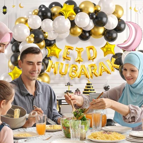 Image of Rozi Decoration Eid Mubarak Foil Balloons Decoration Combo Set of 68 Pcs Iftar Party Decorations | Ramadan Kareem Decoration Items | Eid Mubarak Decoration Set