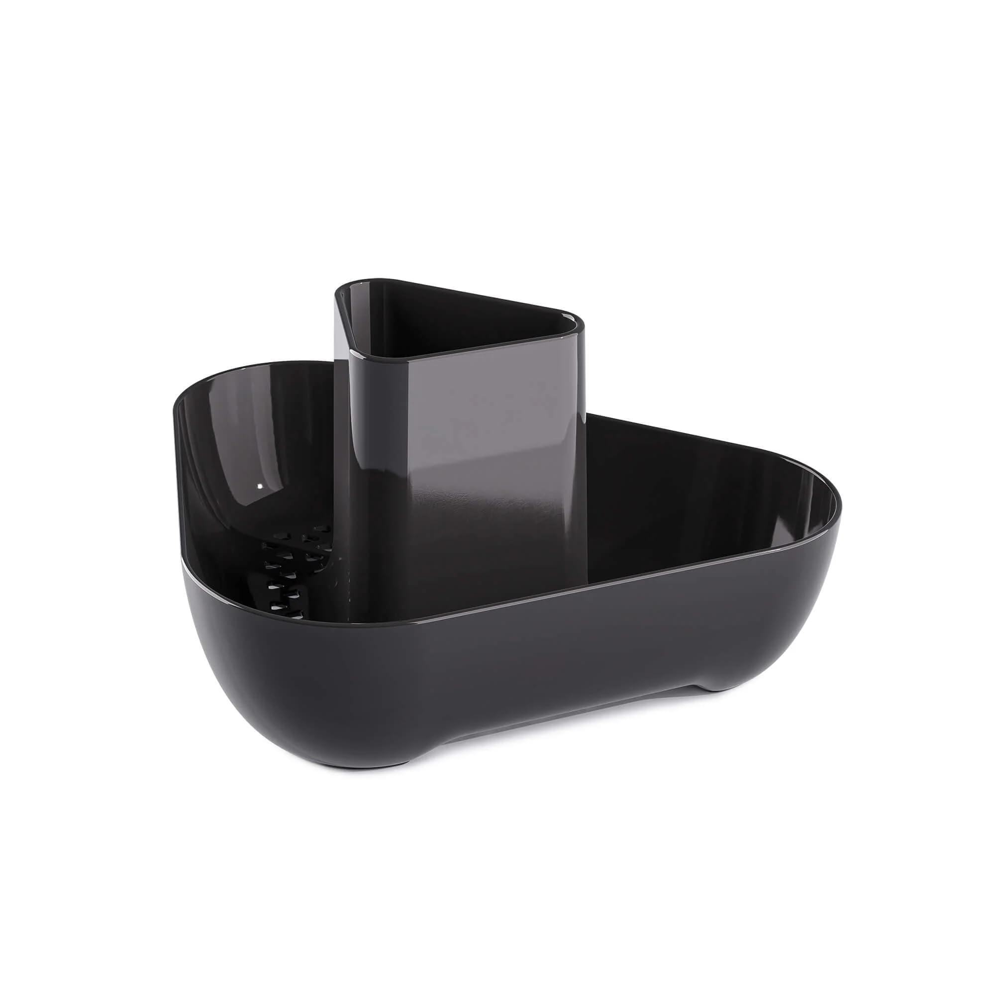 Zeal Corner Sink Tidy Organiser, Compact Cutlery Utensil Drainer Caddy Rack, Dark Grey