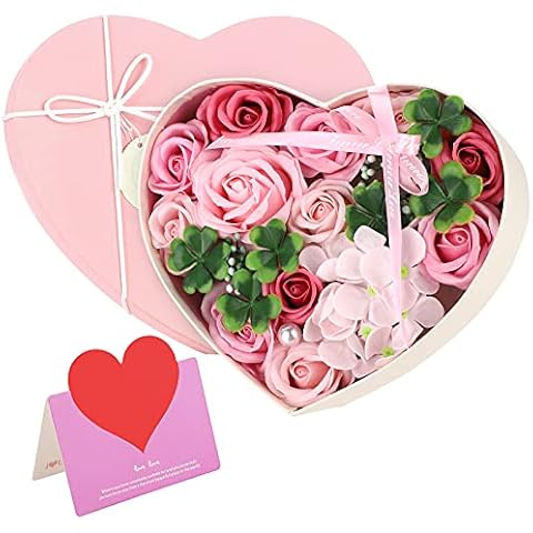 ANBET Fake Flower Gift Box Artificial Soap Rose Preserved Forever Ladies Flower Gift for Mother's Day, Valentine's Day, Teachers' Day, Wedding (Pink) Cover