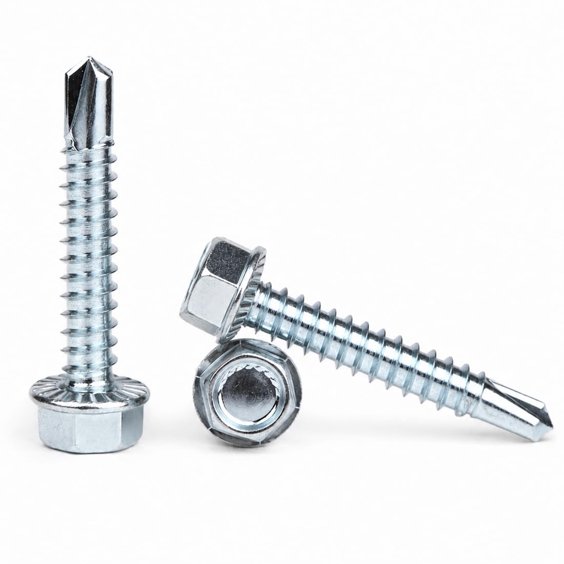 4.2mm x 16mm (Pack of 10) Self-Drilling Hex Head Screws with Hexagon Serrated Washers Head ISO15480 Zinc Plated Steel TEK Screw Metal to Metal Fixing - H02B 4.2mm_10