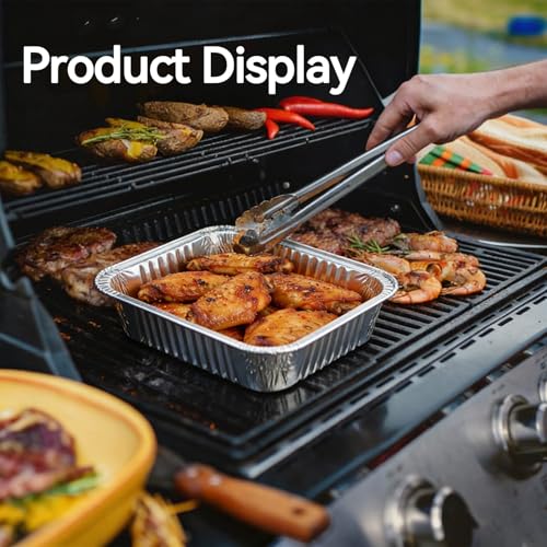 Zephyra 20 Stück Aluschalen Grill, Alu Grillschalen, Alu Tropfschalen, Grillschalen Aluminium, Einwegschale, Tropfschale für Backen, Grillen, Braten, Kochen, Kuchen, Obst, 15 * 12,5 * 4,8CM/450ML