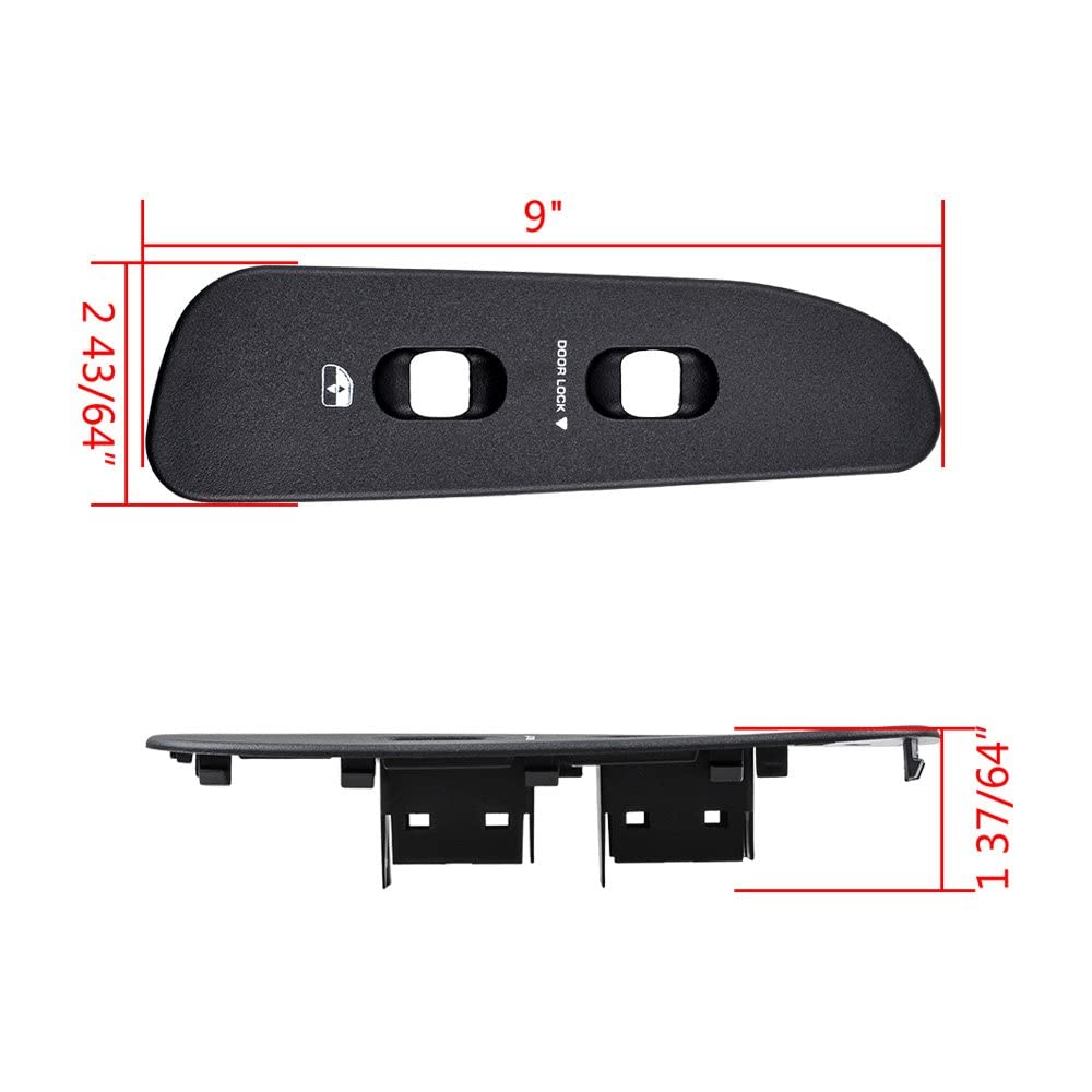 Black Power Window Door Lock Switch Bezel Trim Compatible with Dodge Ram 1500 2500 3500 LHD