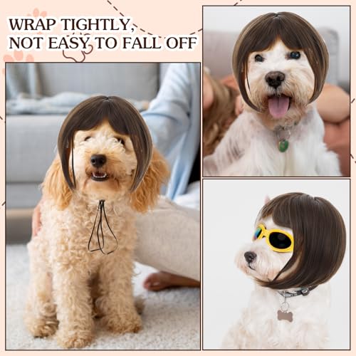 Molain 1 Stück Haustier Perücken mit verstellbaren Riemen, Lustige Hunde Katzen Cosplay Perücke Hundekostüm Weihnachten Perücken Band für Kleine Mittelgroße Hunde Perücken Weihnachten Dekorationen