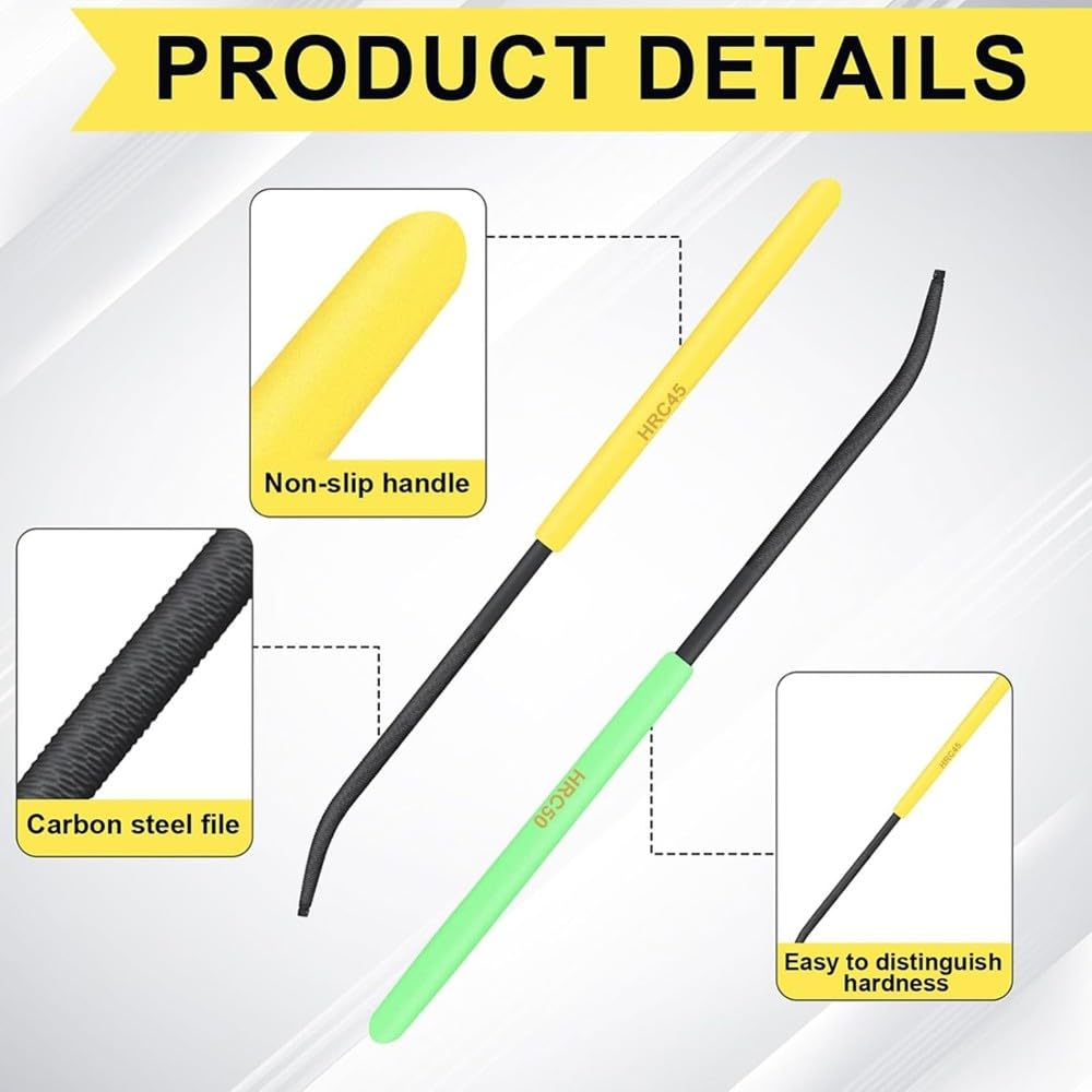 Juego de 6 Limas de Dureza de 7.1" HRC40- HRC65 Kit para Comprobar la Rigidez del Metal con Bolsa de Tela Oxford.