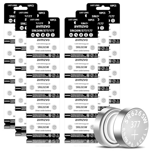 Avmzvo SR626 Lot de 60 Piles Bouton pour Montre SR626SW 377 626 1,5 V