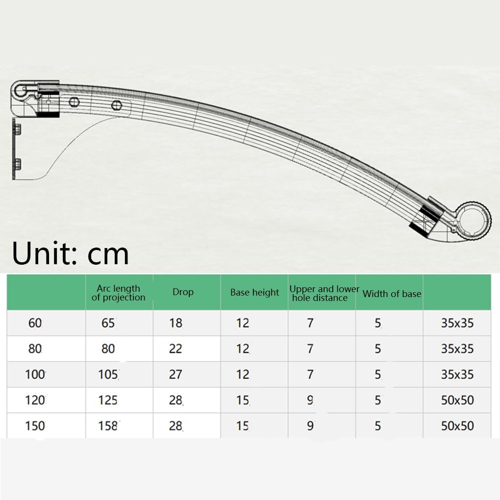 Window Awning with Large Water Gide Outdoor Sheet,Front Door Canopy Aluminum Bracket Black Transparent Polycarbonate Board Soundproofing Door Awning Porch Awning,Rain Shelter (100×60cm)