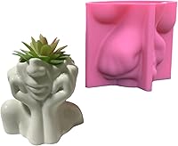 Vista 1 de Molde de silicona para maceta de cara abstracta, jarrón para suculentas, jarrón, yeso, molde para concreto, soporte para velas, molde de resina