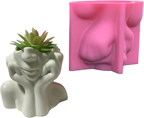 Maceta abstracta de silicona para suculentas jarrón de yeso molde de hormigón portavelas molde de cemento y arcilla