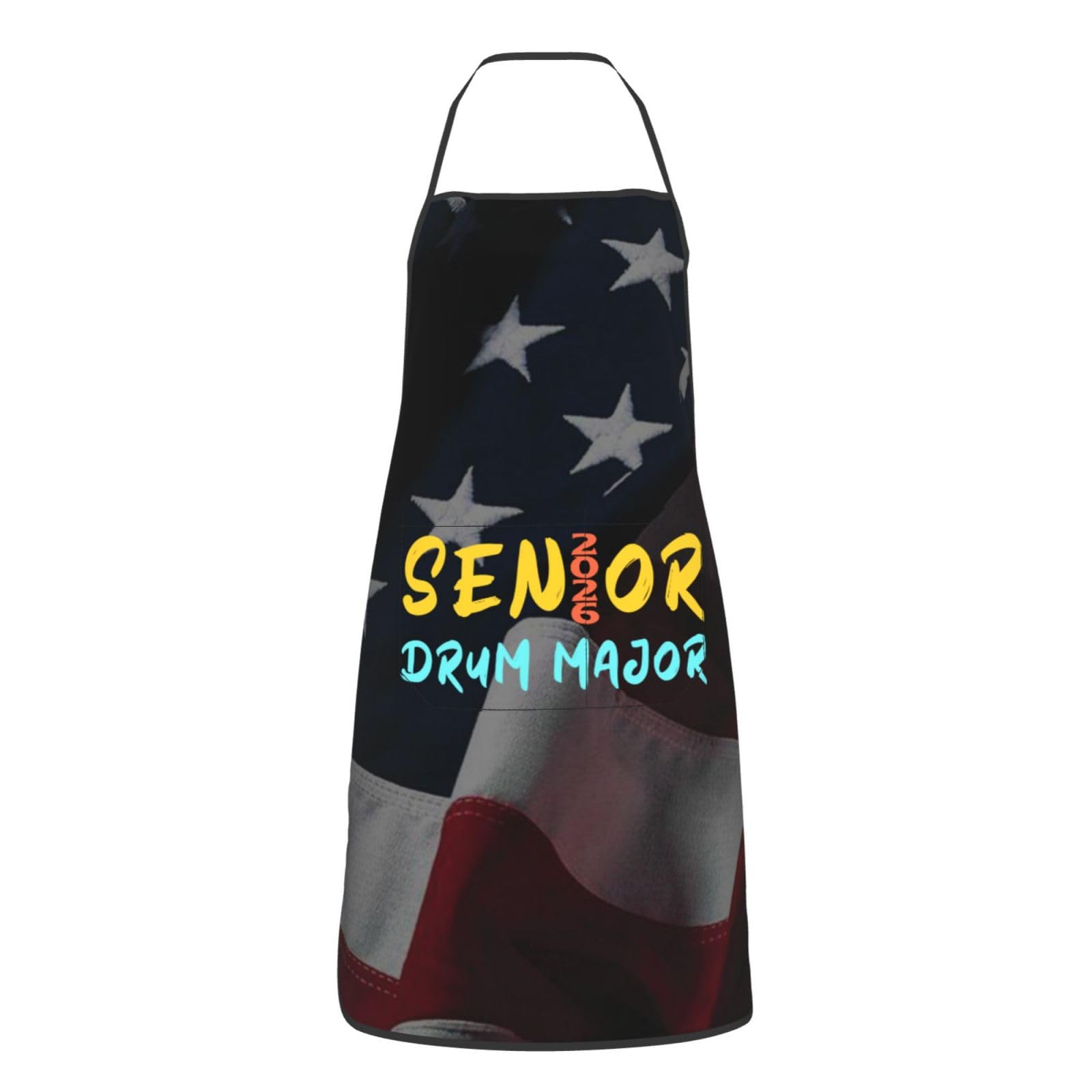 nopicsn Senior 2026 Drum Major Apron for cooking with Pockets Women Men Kitchen Chef Funny Aprons